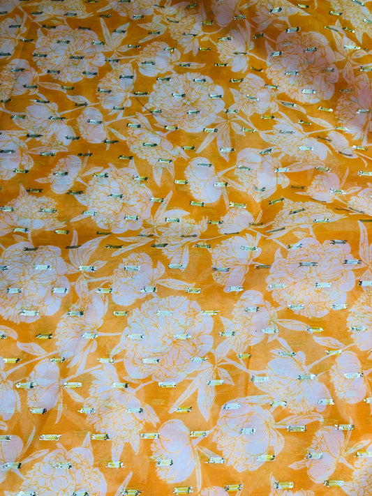 gold butta mono mustard floral