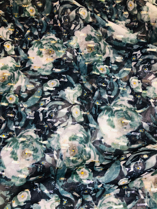 gold butta navy floral