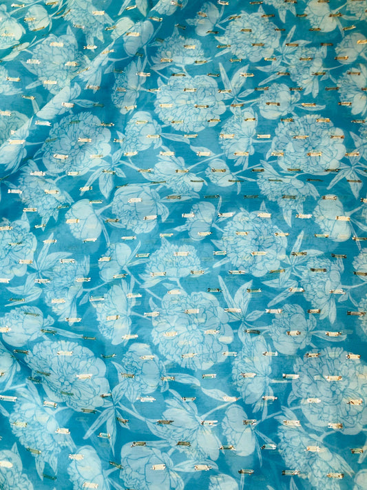 gold butta mono sky floral