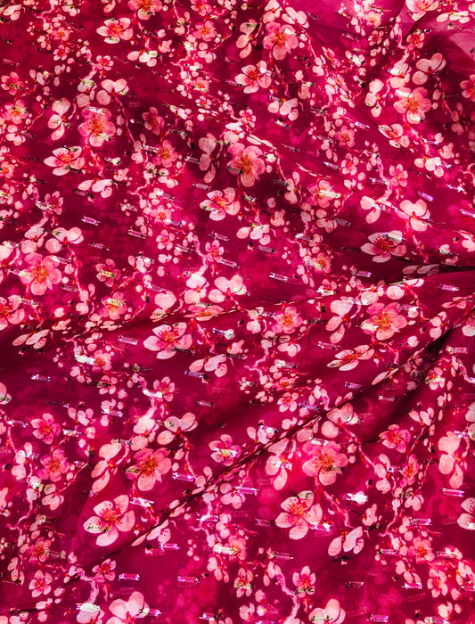 gold butta magenta multi floral