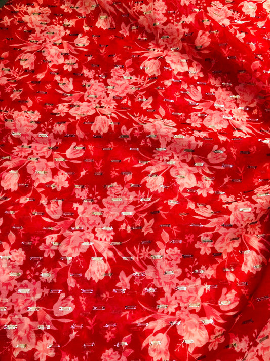 gold butta pink red floral