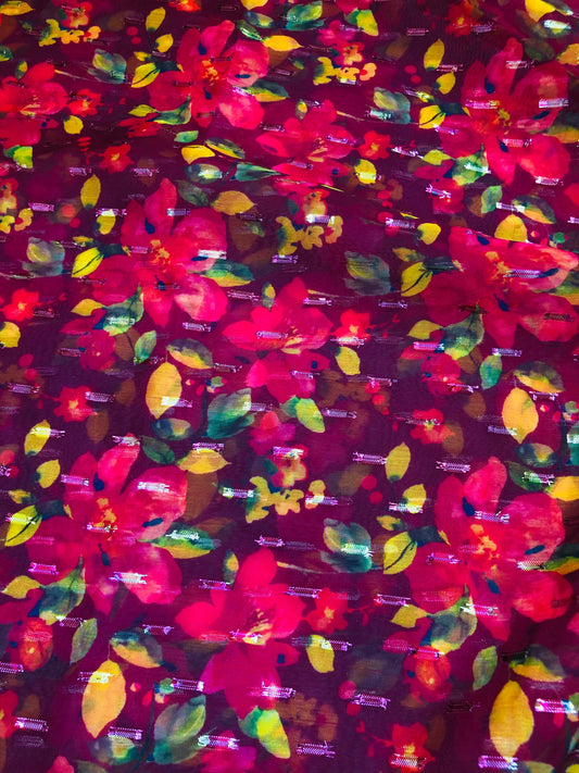 gold butta magenta floral