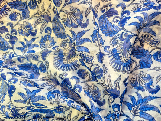 BLUE PAISLEY ORGANZA 44inches