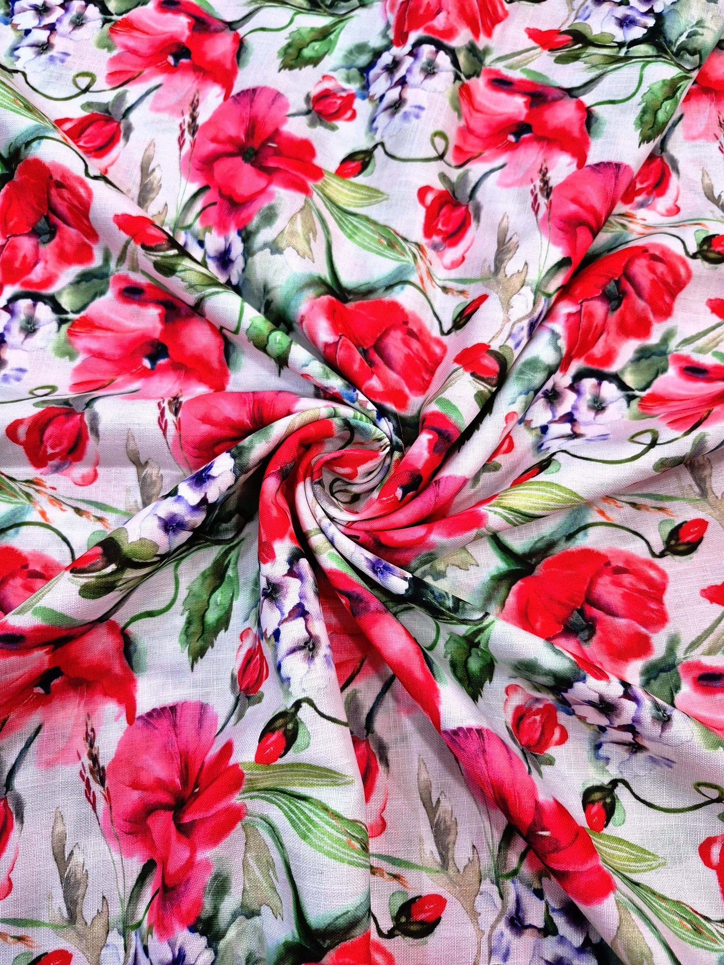 RED FLORAL STORY (LINEN)
