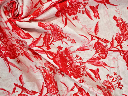 RED FLORAL (LINEN)