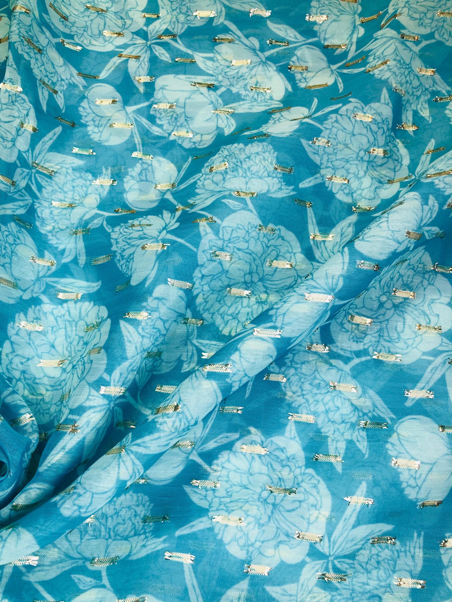 gold butta mono sky floral