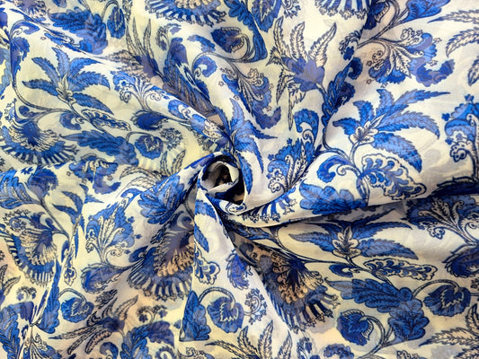 BLUE PAISLEY ORGANZA 44inches