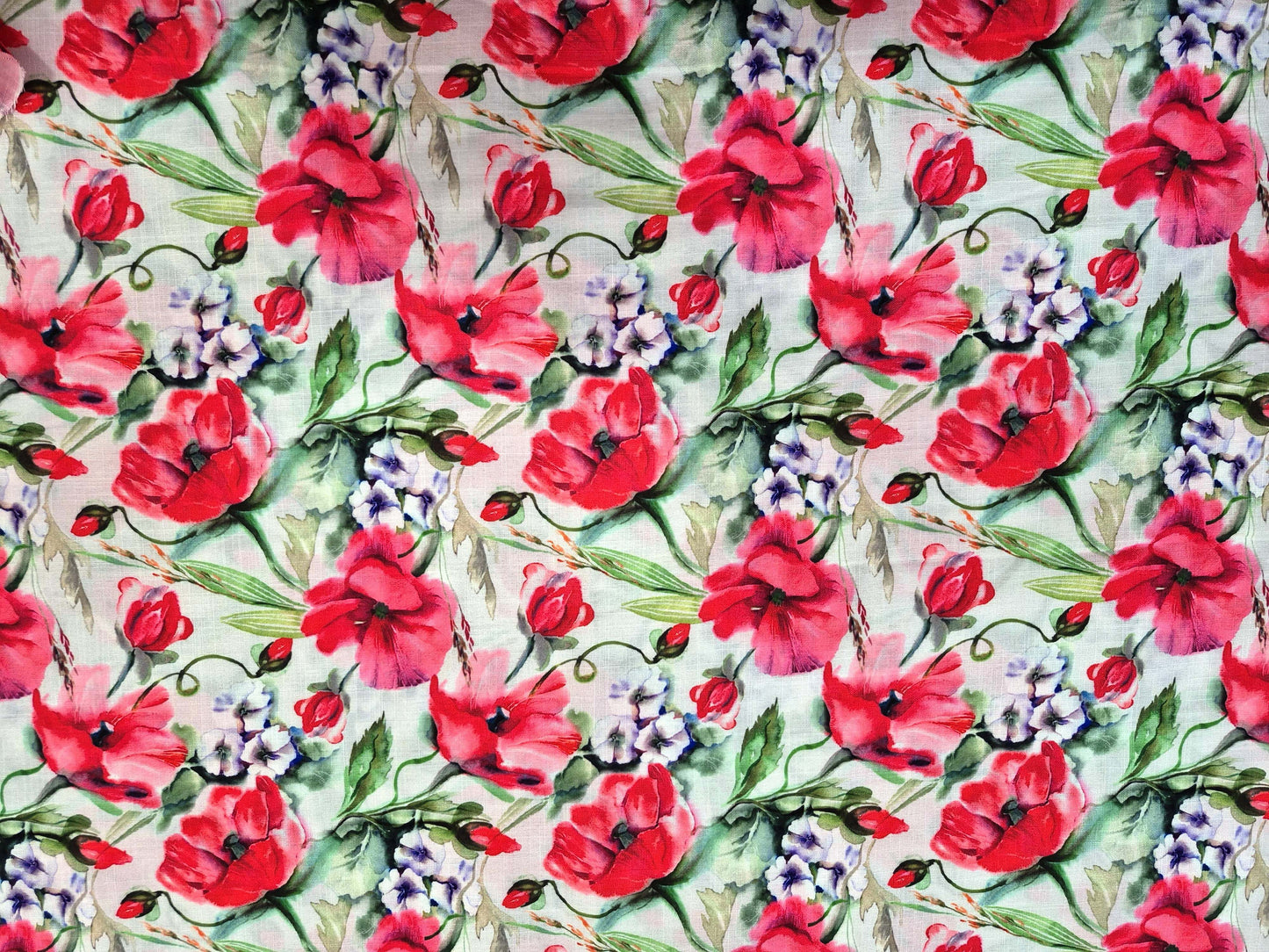 RED FLORAL STORY (LINEN)