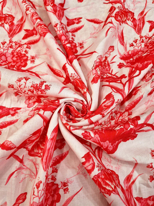 RED FLORAL (LINEN)
